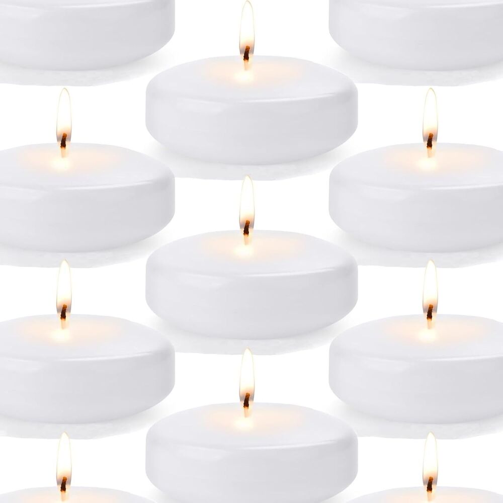36 Pack White Floating Candles 3 inch Unscented and Non-Dripless Wax Burning ...